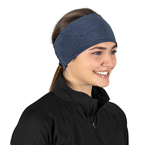 TrailHeads Ponytail Stirnband – Adrenaline Serie | Damen Running Stirnband mit reflektierenden Akzenten – Heather Navy