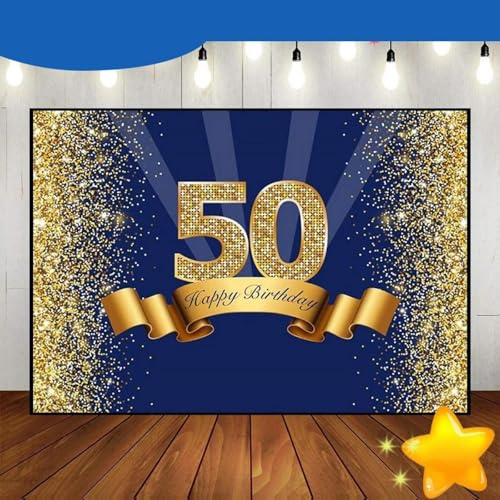 Alles Gute zum 50. Geburtstag Dekoration Hintergrund Ballon Fotografie Blau Gold Cust Hintergrund Mann Foto Partyan Rot 300x200cm