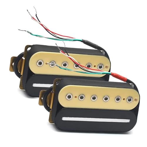 Humbucker Für E-Gitarre, Verstellbarer Dual-Coil-Gitarren-Tonabnehmer Mit 4-Leiter-Kabel/Spulenaufteilung, Schwarz, Weiß e gitarren tonabnehmer (Color : 1Set yellow-Black)