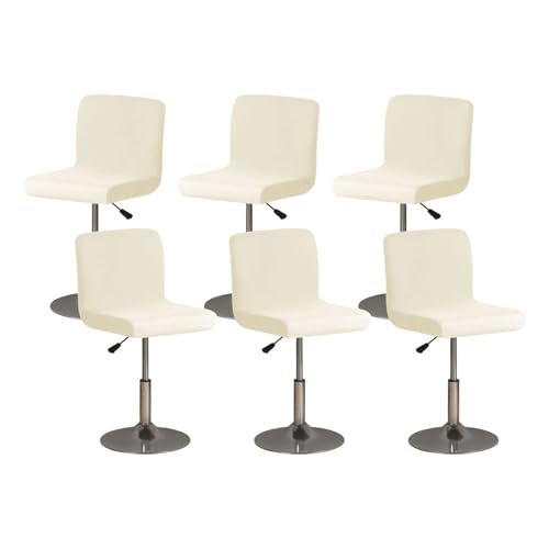 JHLD Bar Stuhlhussen Stretch, Barhocker Abdeckung Weiche Elastische Barhocker Stuhlhussen Mit Elastischem Boden Stuhlhussen Maschinenwaschbar-Beige A-6er Set