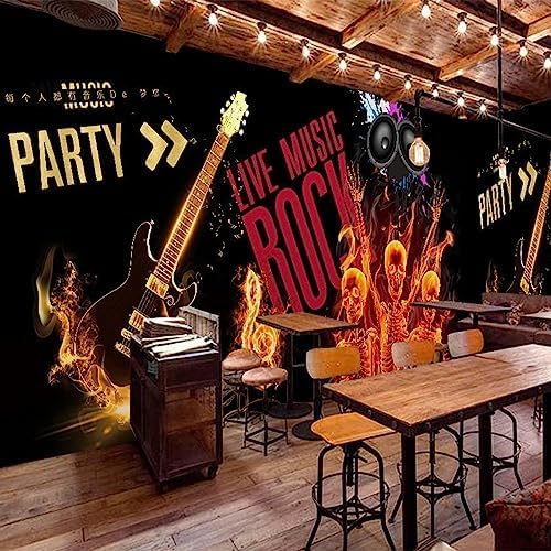 XLMING Handgemalte Musik Thema Alphabet Gitarre Restaurant Cafe Ktv Bar 3D Tapete Home Dekoration Wohnzimmer Sofa Schlafzimmer Tv Hintergrund Wand-400cm×280cm