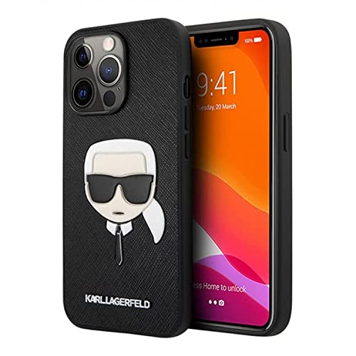 Karl Lagerfeld KLHCP13XSAKHBK Hülle für iPhone 13 Pro Max 6,7" schwarz Saffiano Ikonik Karl`s Head