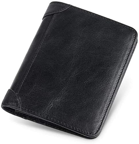 YIHANSS Herren-Geldbörse, tragbares, faltbares Leder-Geldbörsen-Set mit vertikalem Kartenfach für 10 Karten und 30 Banknoten, 11,9 x 9,4 x 2 cm (Farbe: Schwarz)