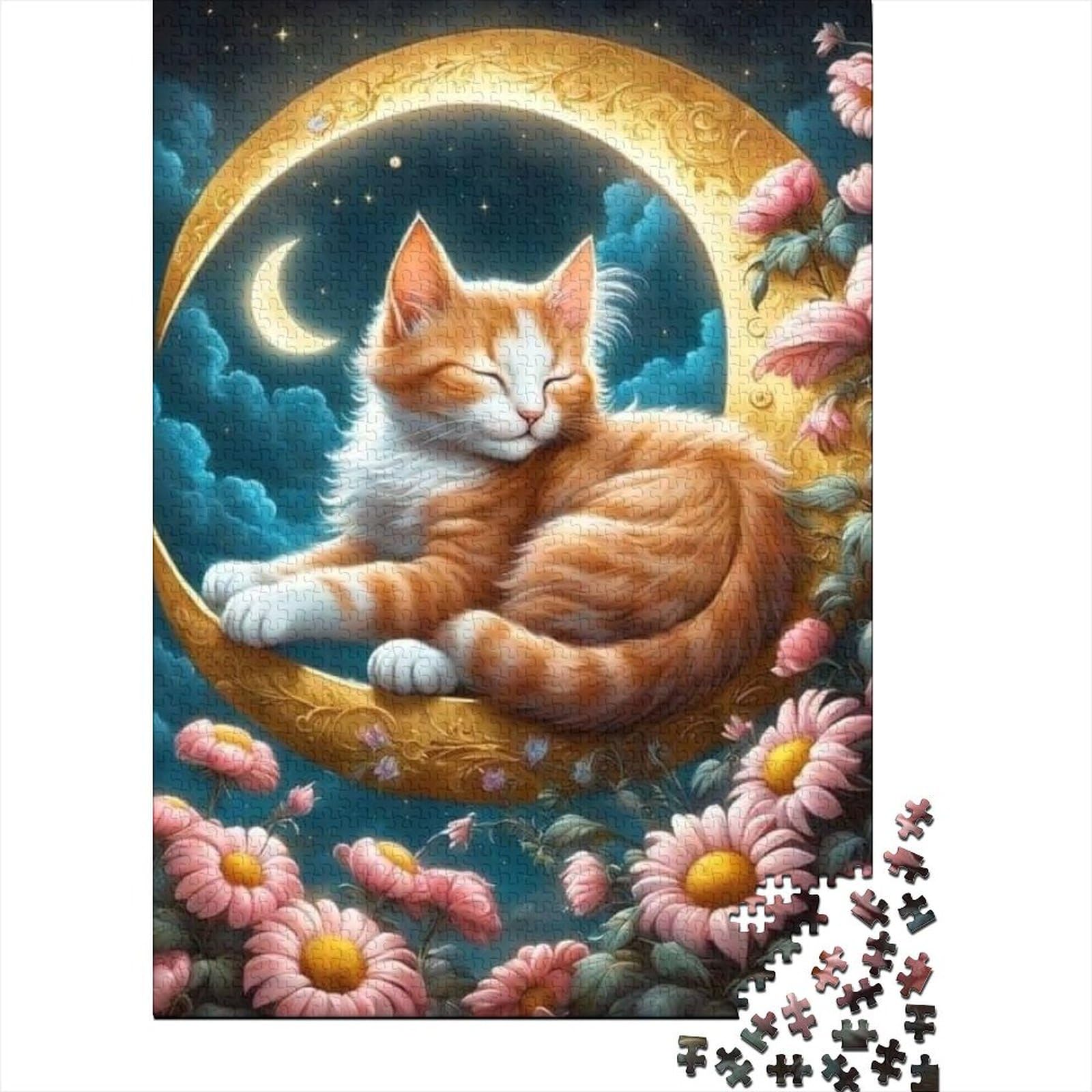 Puzzle für Erwachsene, 500 Fantasy-Katzen-Puzzles für Erwachsene, Holzpuzzle, Lernspielzeug, Größe: 52 x 38 cm