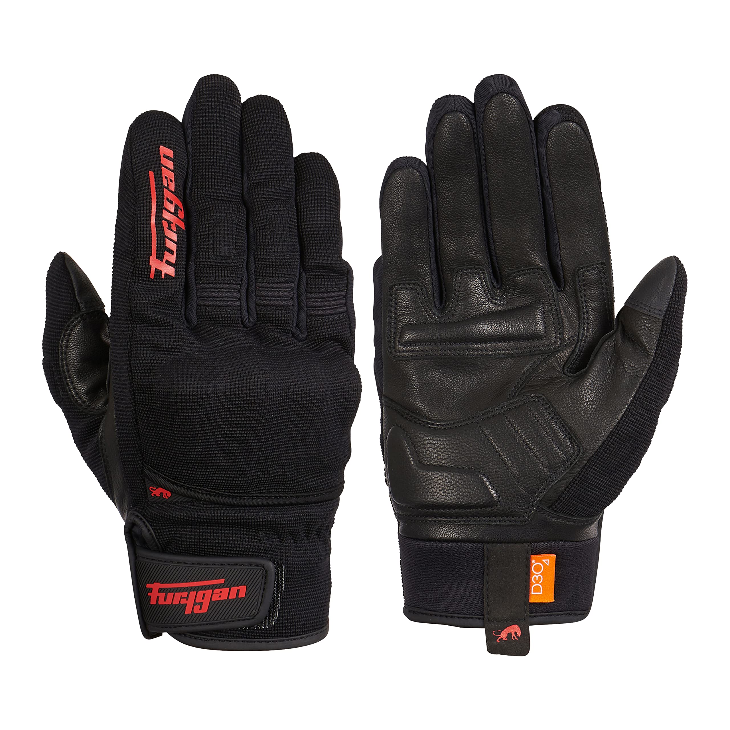 Furygan JET D3O - Motorradhandschuhe Herren – Sommerhandschuhe - Atmungsaktiv & leicht - D3O Aufprallschutz – Touchscreen, Schwarz-rot