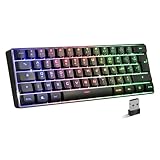 Elite K50: Gaming-Tastatur, leise, kabellos, RGB-Hintergrundbeleuchtung, 60 % TKL Gaming-Tastatur, Azerty, wiederaufladbar mit Bluetooth/2,4 G/Typ-C, 62 Tasten, Anti-Ghosting, für PC/Windows/Mac