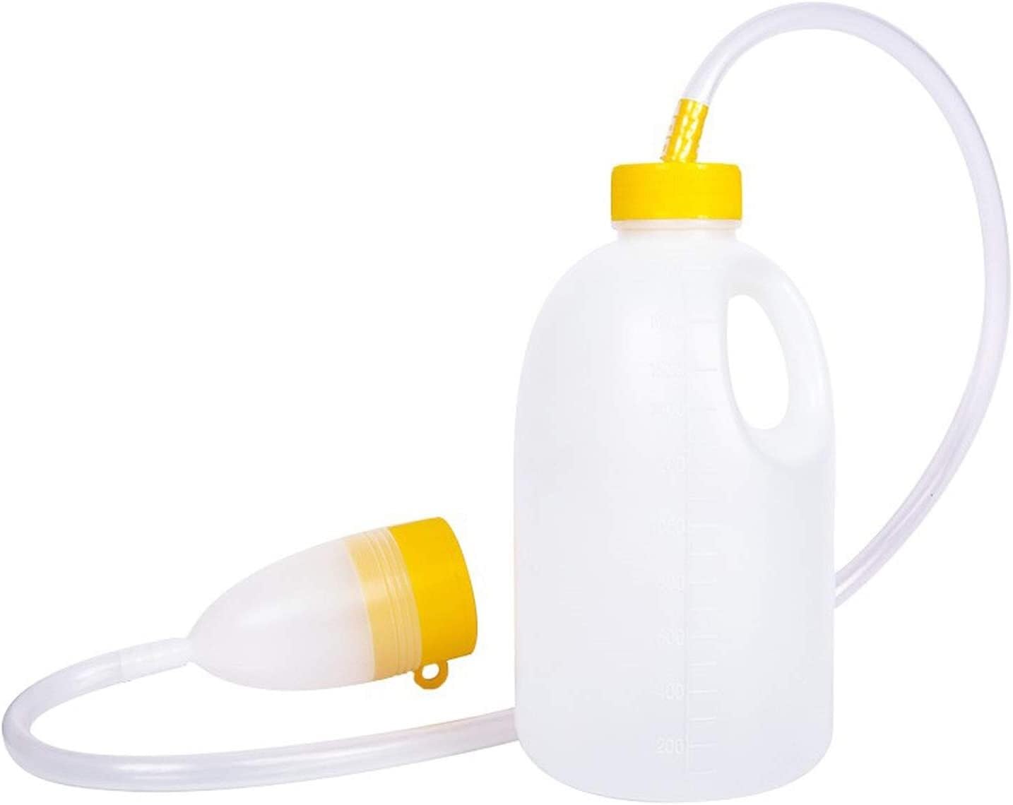 Tragbare Urinflasche for Männer, Töpfchen-Pipi-Flasche, Reise-Urinal for Männer, Bett-Urinal – Gelb-Pipi-Flasche, Nachtablaufbehälter, Urinsammler mit Schlauch for Männer, 1700 ml