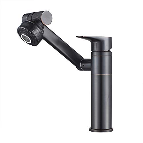 Wasserhahn Bad Einhandmischer Waschtischarmaturen Mit 2 Strahlarten, Moderner Elegant Stil 360° Schwenkbar Messing Waschtischarmatur Kaltes Und Heißes Wasser Vorhanden, Keramikventil, Schwarz