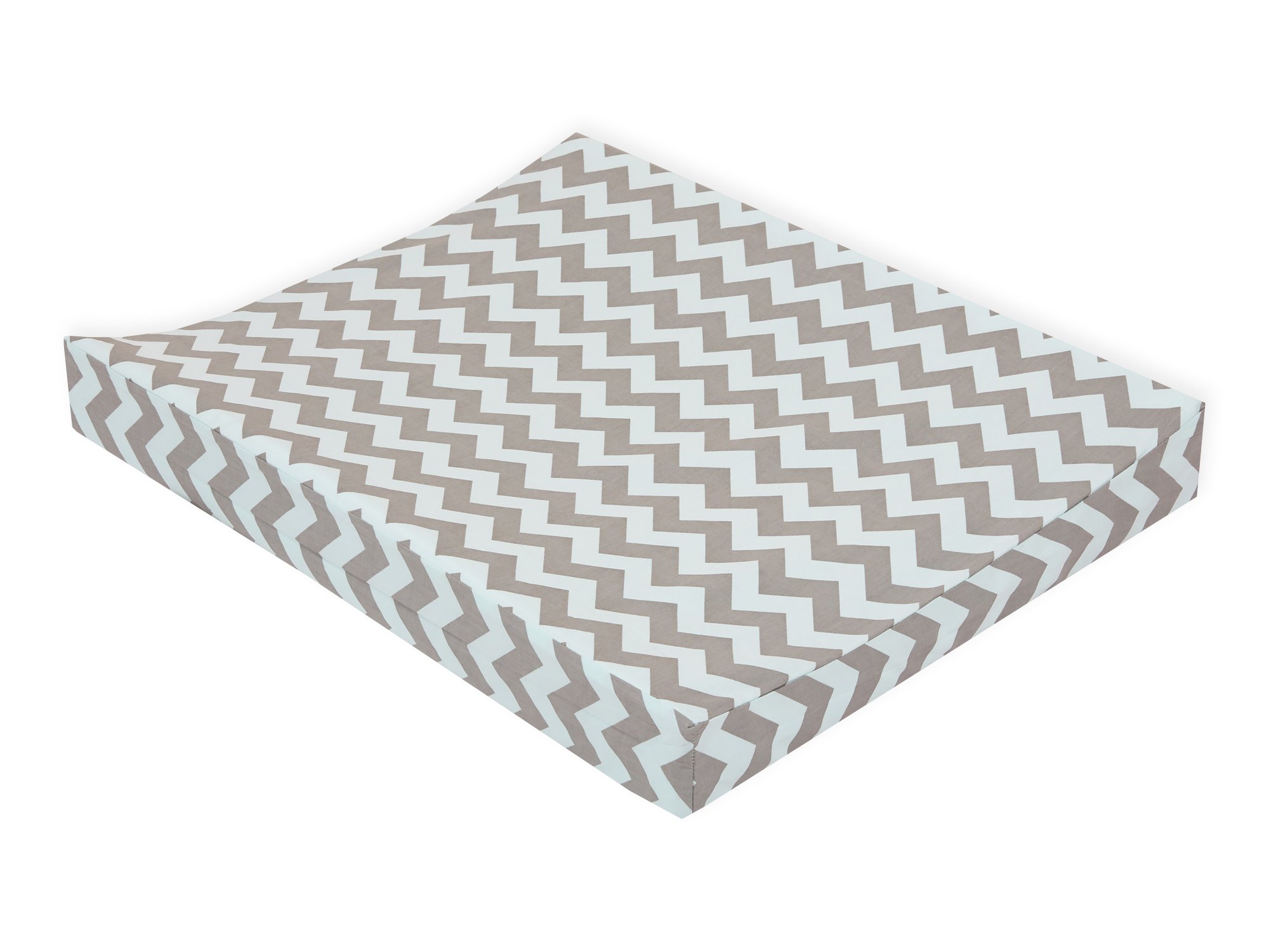 KraftKids Bezug für Keilwickelauflage Chevron hellgrau und mint, Wickelunterlage-Bezug aus 100% Baumwolle, Wickelbezug in 50 x 70 cm tief abwaschbar