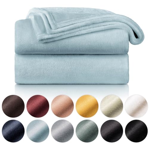 Blumtal Kuscheldecke aus Fleece - hochwertige Decke, Oeko-TEX® Zertifiziert in 270 x 230 cm, Kuscheldecke flauschig als Sofadecke, Tagesdecke oder Winterdecke, Hellblau