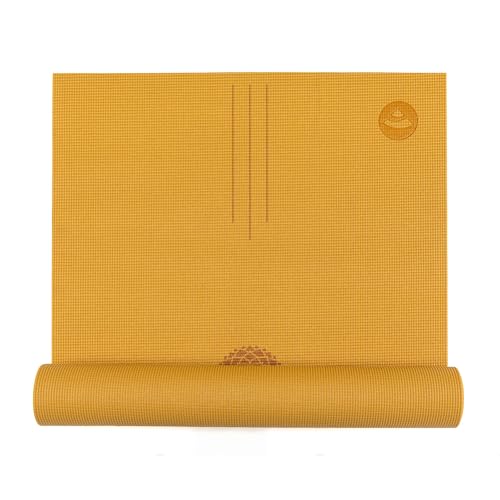 Bodhi Yogamatte Leela Collection | Rutschfeste Sportmatte | Schadstofffreie & Waschbare Antirutschmatte | Matte aus PVC | Fitnessmatte für Yoga, Pilates & Gymnastik | Chakralign, mango