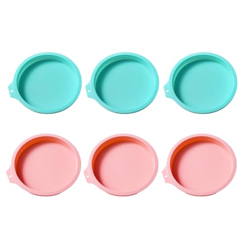 Set mit 6 Silikon-Kuchenformen, mehrschichtig, rund, für mehrschichtige Regenbogen-Kuchen, hitzebeständig, Dessert