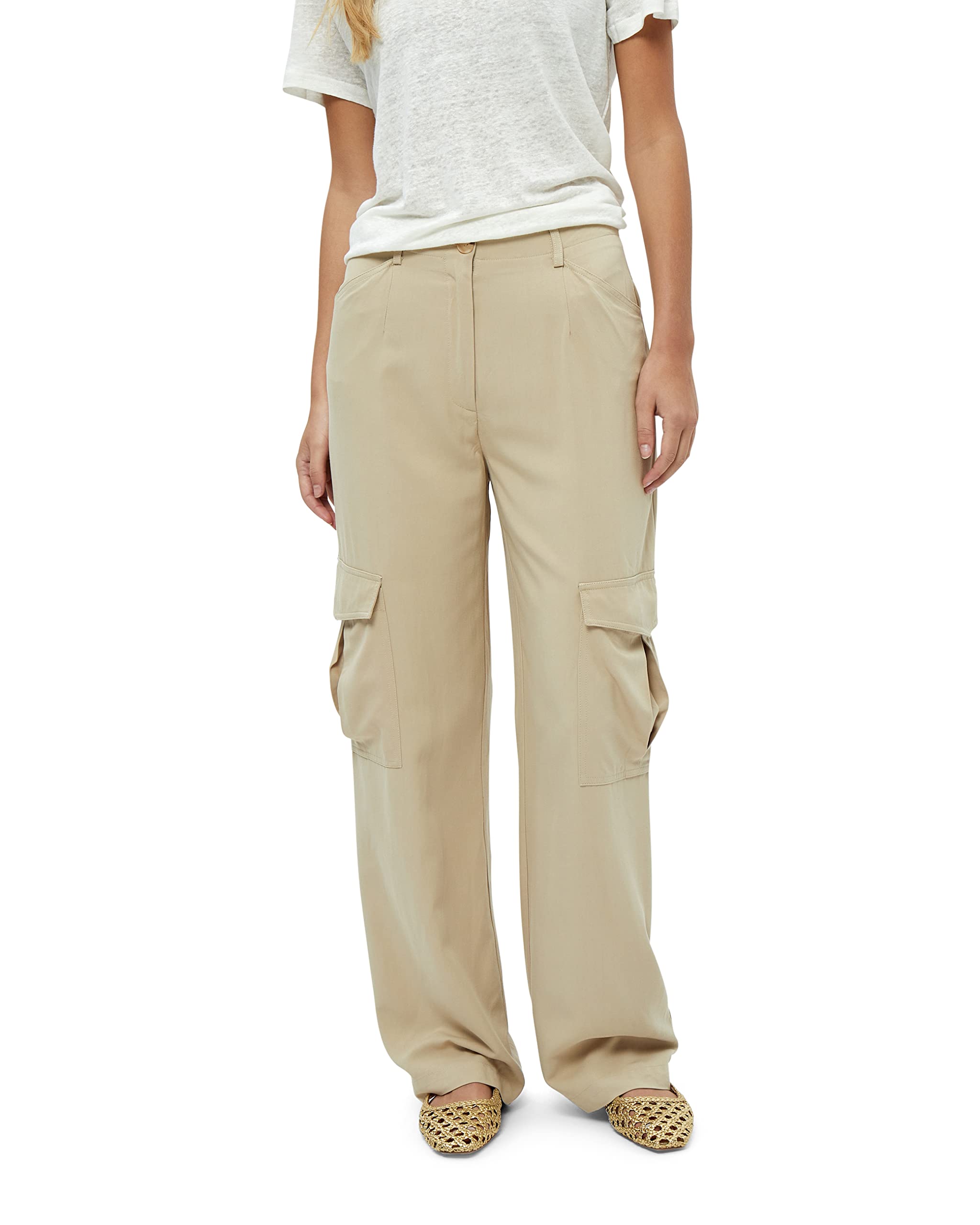 Peppercorn Milla Mid Waist Cargo Hosen | Hosen Damen In Beige | Frühling Hose | Größe Xl