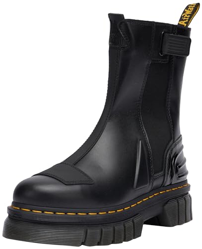 DR. MARTENS Damen Audrick Chelsea Hi Boots, Black Nappa Lux & Black Ajax & Black Soft Patent Pu, 42 EU