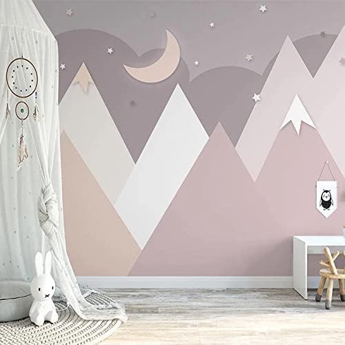 XLMING Valley Pink Peak Kinderzimmer Starry Night Kids 3D Tapete Home Dekoration Wohnzimmer Sofa Schlafzimmer Tv Hintergrund Wand-350cm×256cm