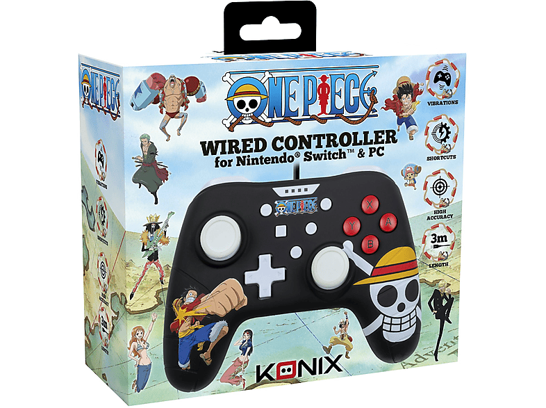 KONIX One Piece Controller Schwarz für Nintendo Switch, PC