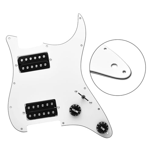 Schlagbrett Tonabnehmer für E Gitarre Elektrische Gitarre Pickup Panel ST SQ HH Elektrische Gitarre Schlagbrett Vordere Abdeckung Verdrahtung Montage Perle Farbe(White panel-black pickup)