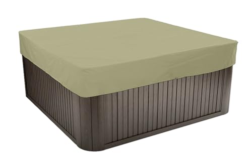 BaCover Outdoor Whirlpool-Abdeckung, Allwetter Garten Spa Abdeckung aus 210D Oxford, Wasserdicht, Staubdicht, UV-geschützt Poolabdeckung Quadrat,Beige,215x215x30cm