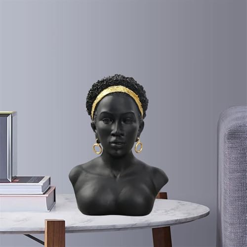 Afrikanische weibliche Büste, Kunstskulptur, Damenkopf, Figur, Statue, Wohnzimmer, Büro, Heimdekoration, Frauen, Körperschmuck, Kunsthandwerk, schwarzes Afro-Haar