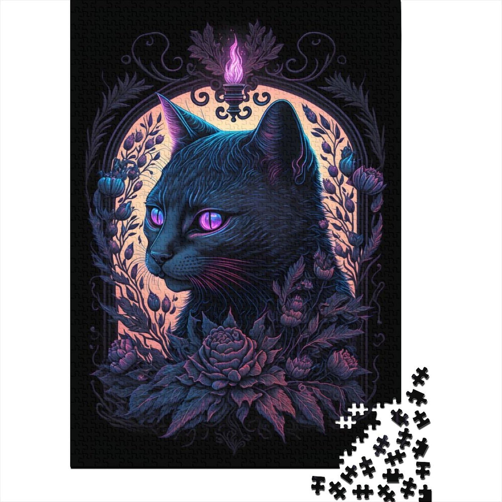 1000-teiliges Puzzle für Erwachsene, Schwarzlicht-Katzen-Puzzle für Erwachsene und Teenager, für anspruchsvolles Puzzlespiel und Familienspiel, 75 x 50 cm