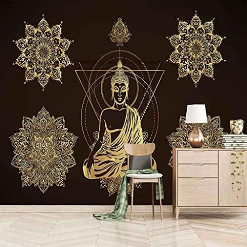 Buddhas Goldene Blume 3D Tapeten Wanddekoration Fototapete Sofas Wohnzimmer Wandbild Schlafzimmer-300cm×210cm