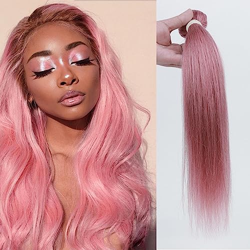 Human Hair Bundles Menschliches Haar Bundles Rosa Brasilianische Haarwebart Bundles Seidige Gerade Haar Bundles 1 Bundles Haar human hair weave (Color : PINK, Size : 18 18 18 18)