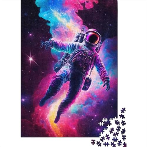 Puzzle für Erwachsene mit 1000 Teilen, farbenfrohes Astronauten-Holzpuzzle für Erwachsene, Puzzlespielzeug, dekomprimierendes geistiges Lernspielzeug, 75 x 50 cm