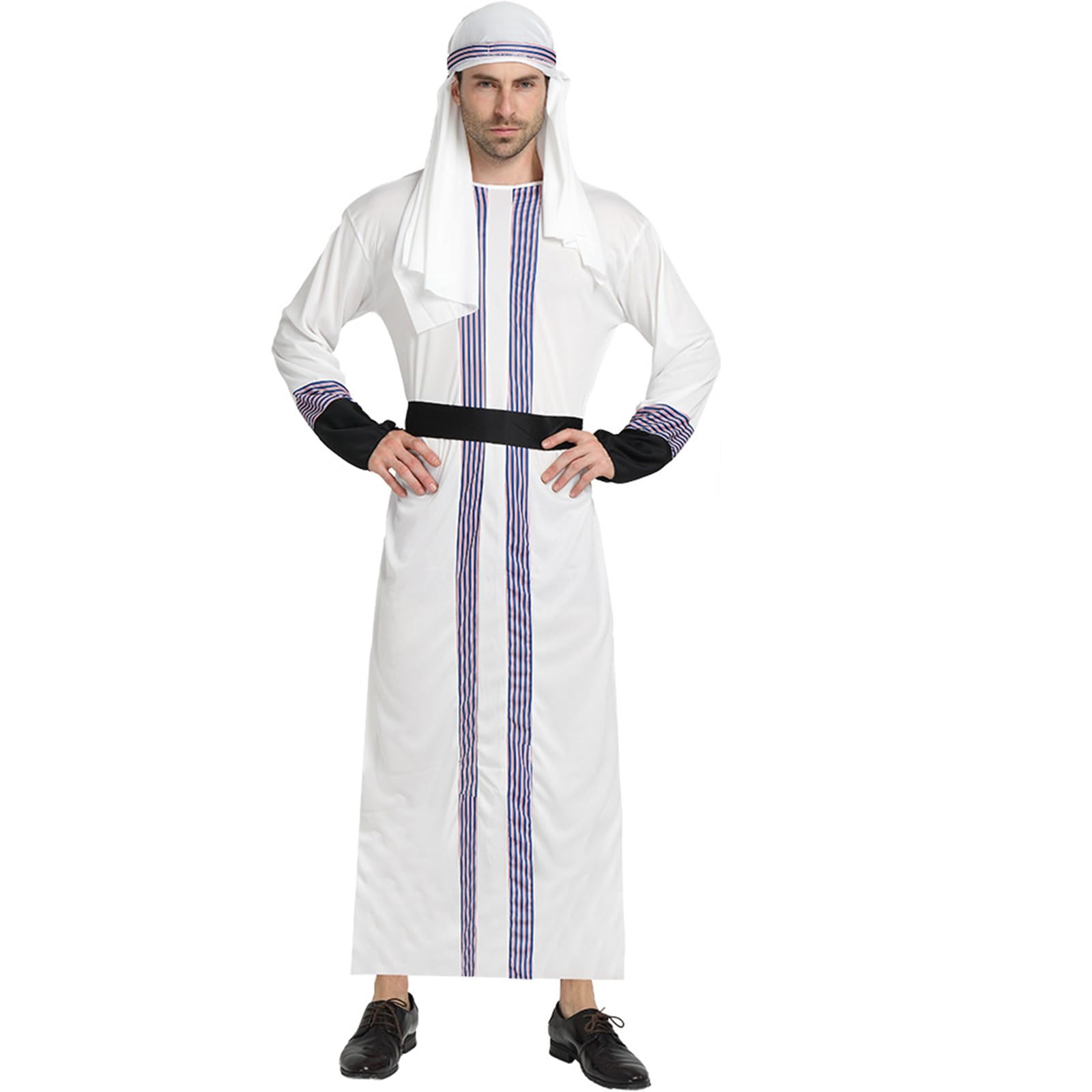 Aurgiarme Arabisches Halloween-Cosplay-Outfit, Schäfer-Kostüm, arabisches Kostüm, Naher Osten, Robe, arabisches Verkleidungs-Kostüm für Herren, arabisches Cosplay-Kostüm, Naher Osten, Robe,