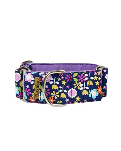 ThePetLover Martingale Hundehalsband mit Blumen, Größe S, Mehrfarbig und lila