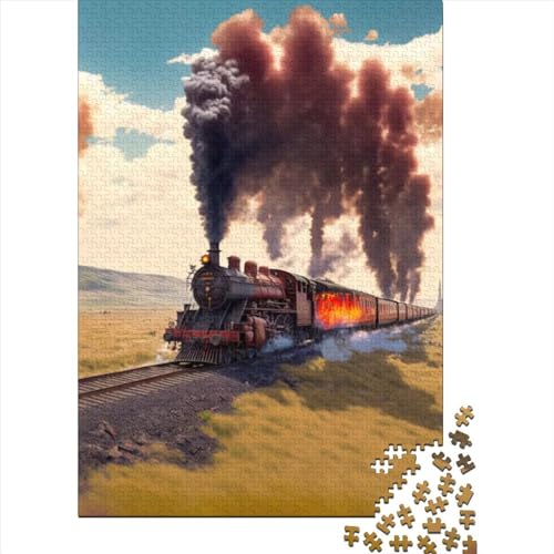 Puzzle-Geschenk Dampfzug 1000 Teile Puzzle für Erwachsene Holzpuzzle für Erwachsene und Jugendliche ab 12 Jahren Lernspiel Herausforderungsspielzeug Größe: 75 x 50 cm