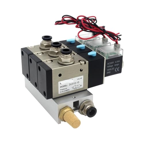 3V310-10-NC, normalerweise geschlossener Magnetventil-Stationsblock mit Schalldämpfer-Anschluss, Basisverteiler, DC12 V, DC24 V, AC110 V, AC220 V, 3 Anschlüsse, 1 Stück(DC24V 8mm fittings)