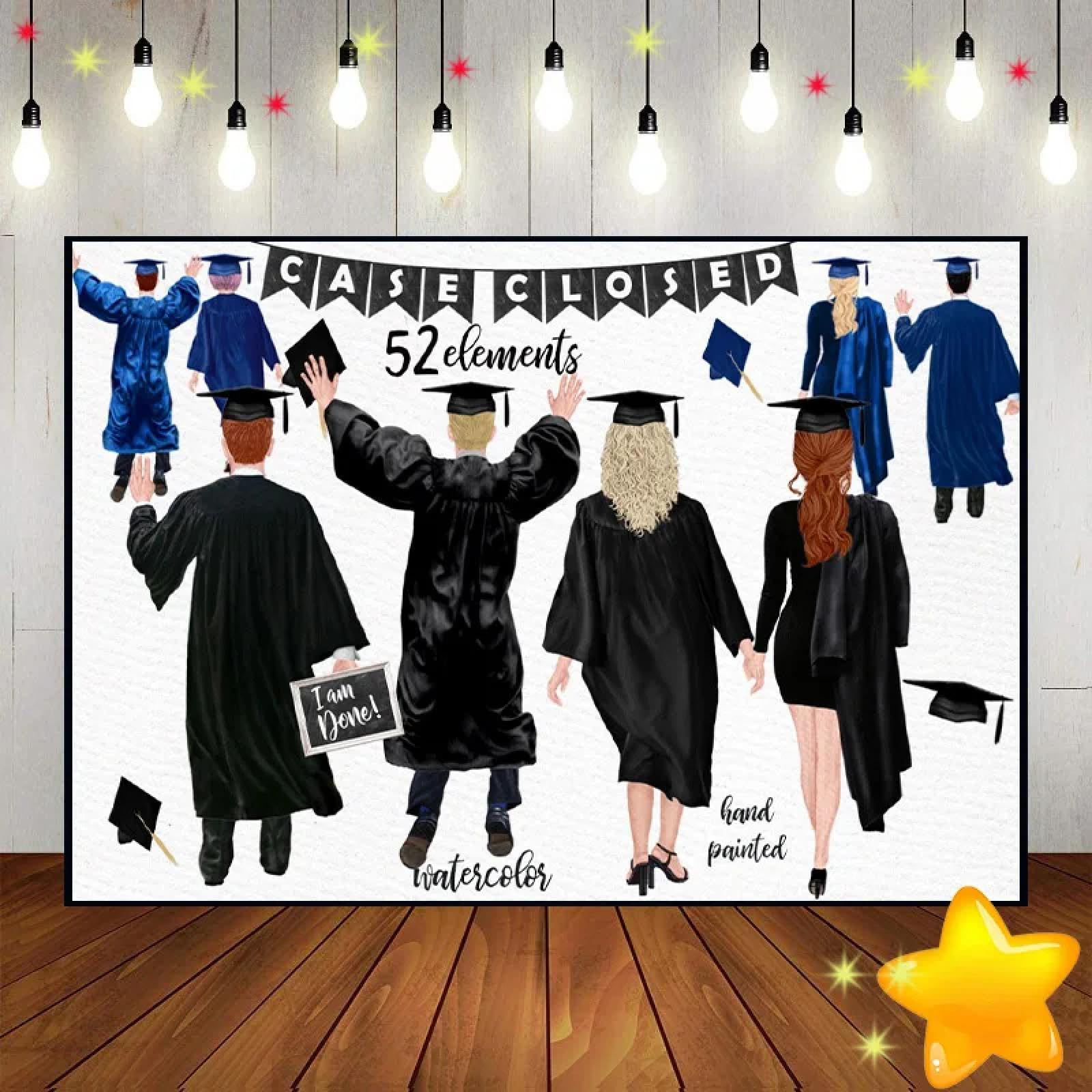 Klasse, Abschluss, Marineblau, Silber, Junggesellen, Kappe, Ballon, Grad, Glückwunsch, Hintergrundfotografie, Hintergründe, Dekoration, Party, Foto, Banner 210X150cm