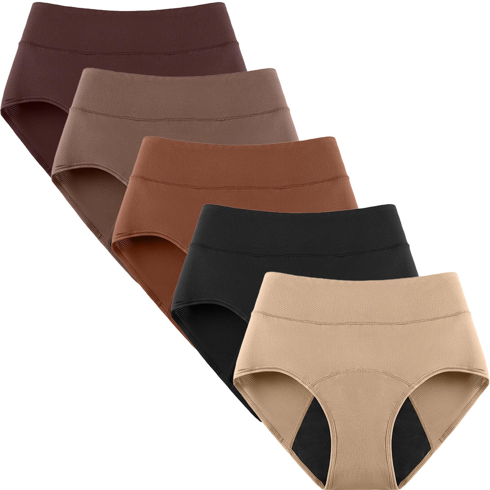 5pcs PeriodenunterschwäSche, Reine Baumwolle MenstruationsunterwäSche, Hohe Taille Inkontinenzhose, Bequem Und Atmungsaktiv Femtis Perioden UnterwäSche