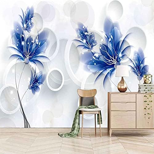 Blaue Botanische Blumen 3D Tapeten Wanddekoration Fototapete Sofas Wohnzimmer Wandbild Schlafzimmer-430cm×300cm