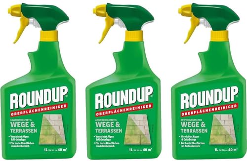 Roundup Wege & Terrassen Anwendungfertig in 1 Liter Spray Flasche 3 x 1 Liter