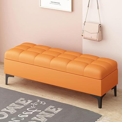 GFPHBJ Schuhbank, Sofabank, Mit Stauraum PU-Leder Fußhocker Rechteckig Nachttischbank, Geeignet Für Schlafzimmer, Wohnzimmer, Eingangsbereich,39.3" L x 15.7" W x 15.7" H,D