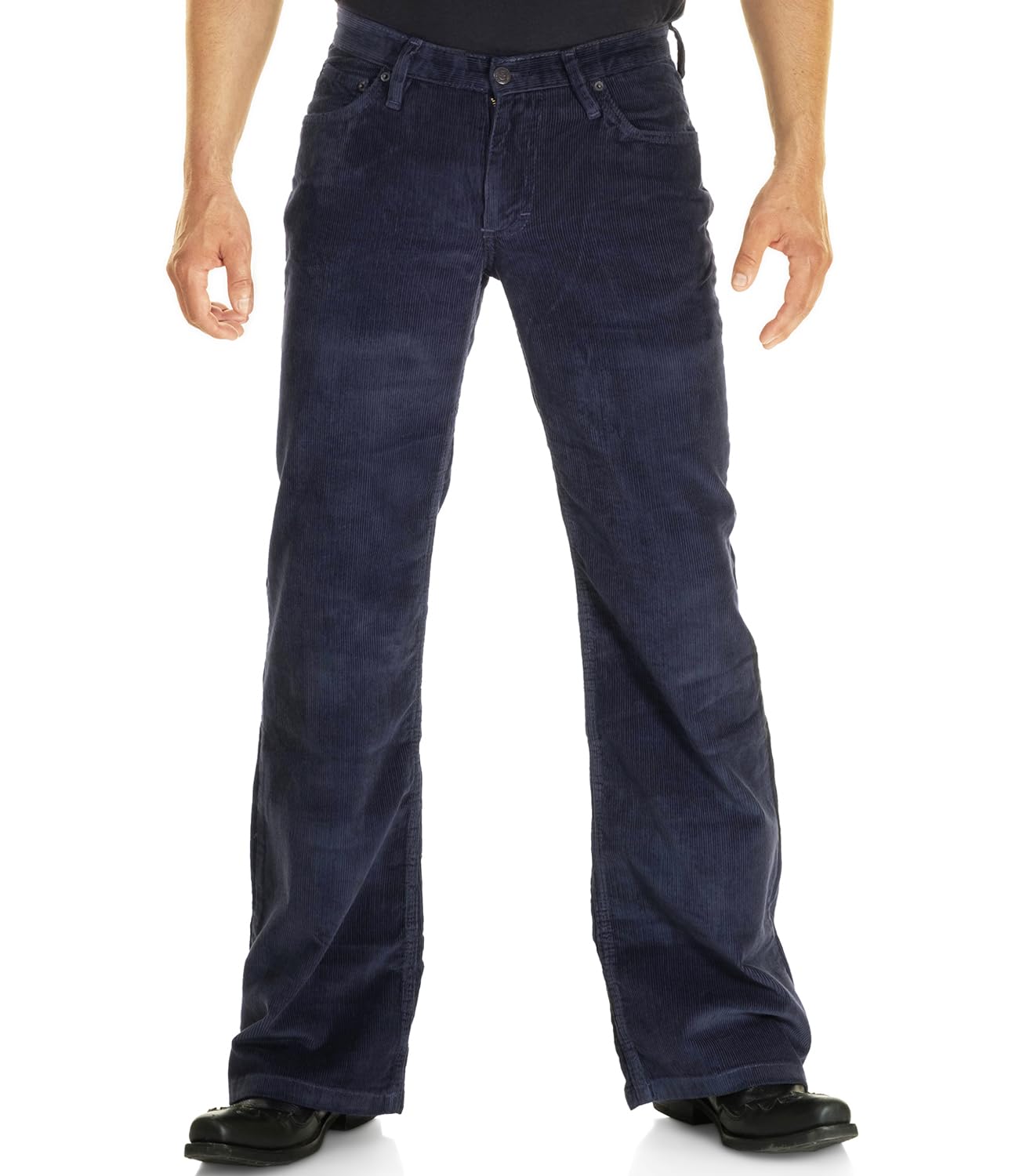 Herren Cord Bootcut Hose Navy blau W36/L32