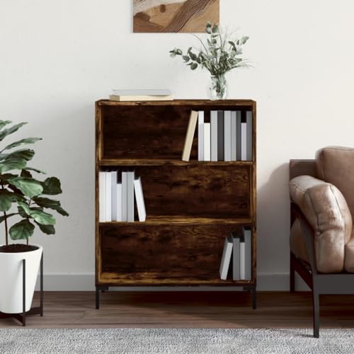 KLYEON Bücherregal Räuchereiche 69,5x32,5x90 cm Holzwerkstoff,Modernes Bücherregal aus Holzwerkstoff mit viel Stauraum für Bücher und Dekoration Regalsysteme