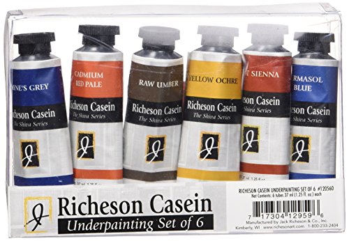 Jack Richeson Casein der Serie Shiva Underpainting mit Röhren, 37 ml, Set von 6