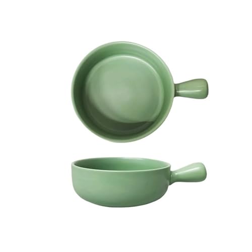 Auflaufform 500ML Ofengebackene Reisschüssel Keramik-Obstsalatschüssel Backen Einhand-Backform Haushaltsfrühstücksschüssel Teller Backform(Light green)