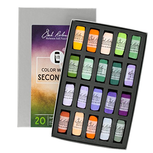 Jack Richeson 20 Stück Farbrad sekundär Handgerolltes, weiches Pastell-Set, Pastellfarben, (1er Pack)