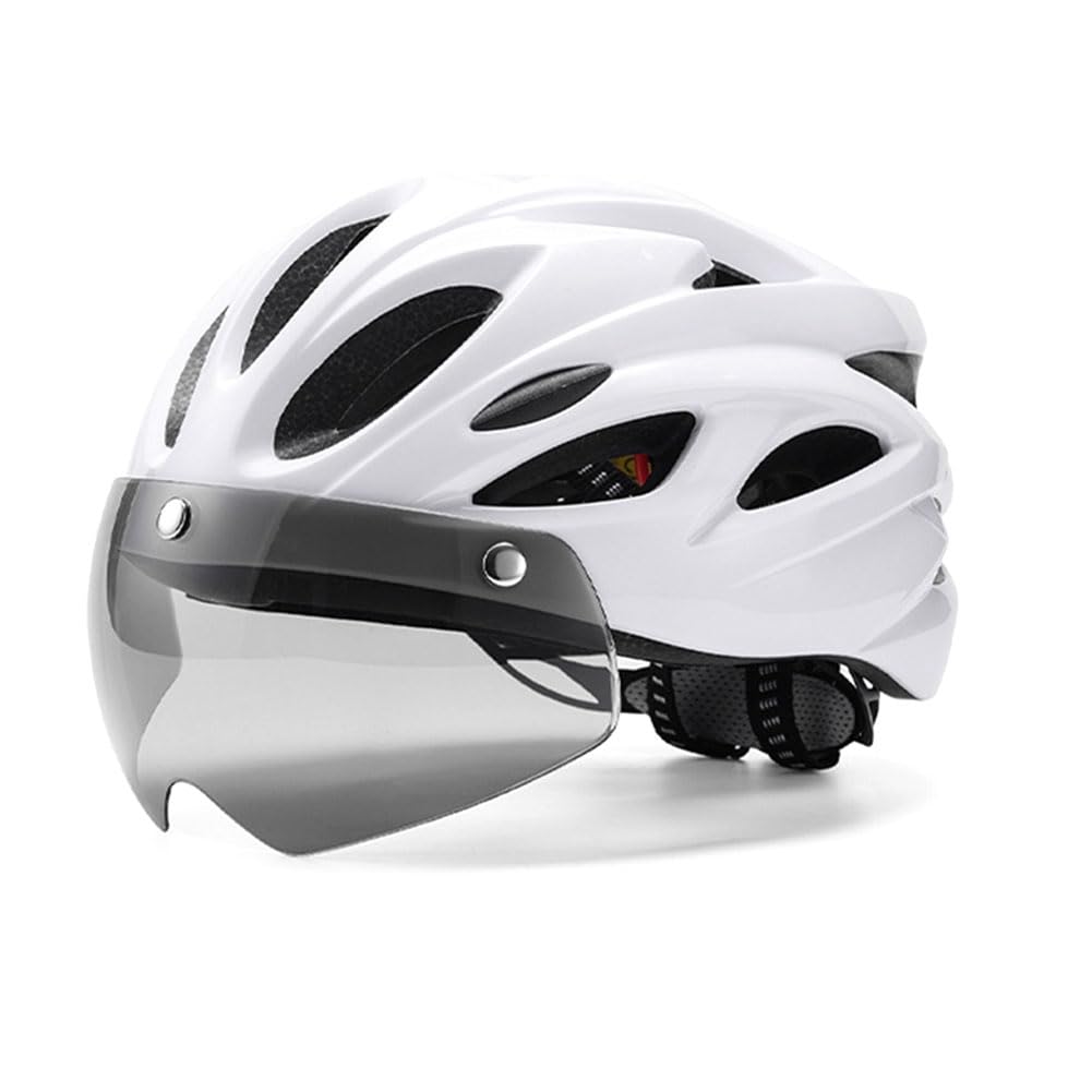 Naugan Fahrradhelm, Fahrradhelm mit RüCklichtbrille, Verstellbarer Mountainbike-Helm für Erwachsene, MäNner und Frauen, Weiß