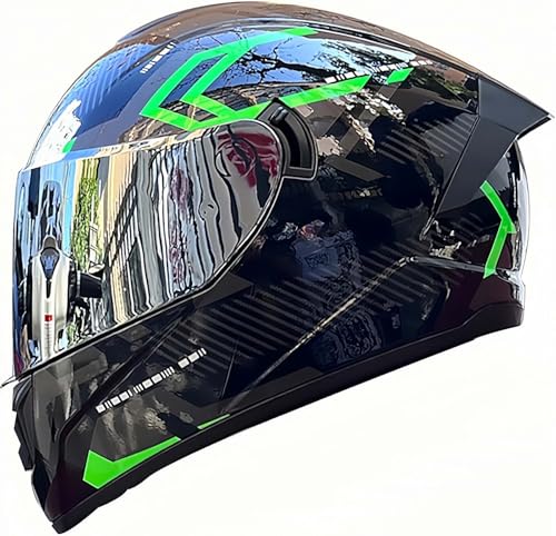 Integral-Motorradhelm Mit Doppeltem Antibeschlag-Visier, DOT/ECE-Zugelassener Integral-Motorradhelm Für Männer, Frauen, Erwachsene L,S55~56CM