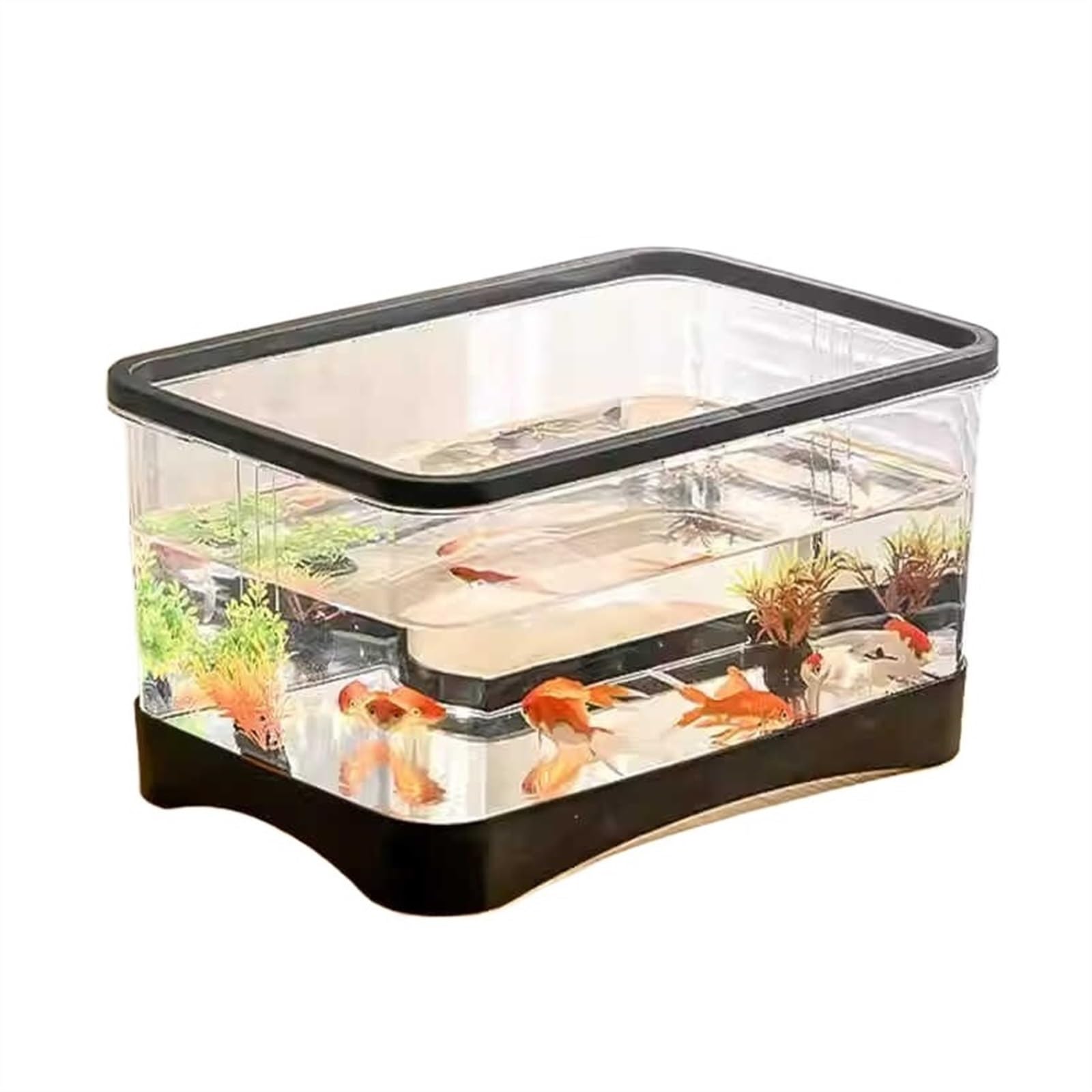 Aquarium Aquarium kleine Wohnzimmer Haushalt Desktop kleine transparente acryl schildkröte Tank schildkröte Box Aquarium-Kit(Schwarz,31.5cm*21cm*16.5cm)