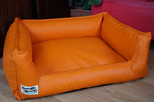 Hundebett Hundesofa Schlafplatz Kunstleder Acceso Farbe und Größe wählbar von XS bis XXL (70 cm X 50 cm, orange)