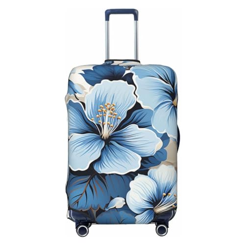 CSGJMYGS Reisegepäckabdeckung, elastisch, waschbar, modisch, kratzfest, blaue Hibiskusblüte, Koffer-Schutz, passend für 45,7 - 81,3 cm Gepäck, Schwarz , XL