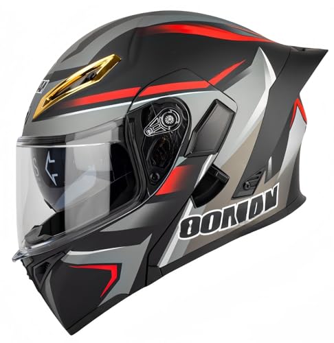 Modularer Motorradhelm, integrierter Motorradhelm, ECE-geprüfter, atmungsaktiver Rollerhelm mit Doppelvisier, Herren- und Damen-Rollerhelm, Doppel-Integralhelm G,M57-58CM