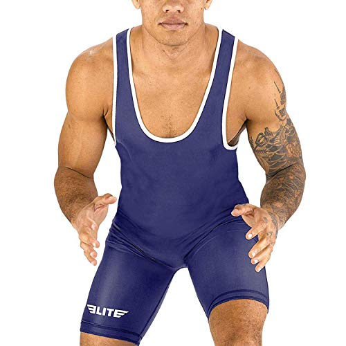 Elite Sports Herren Wrestling Singlets, Standard Singlet für Herren Wrestling Uniform (Marineblau, X-Large)