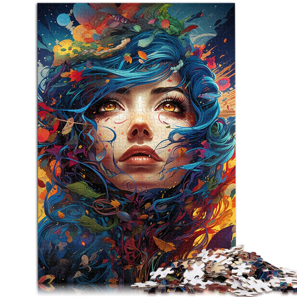 Puzzles, farbenfrohe psychedelische Göttin, Puzzles 1000 Teile, Holzpuzzle, Spielzeug, Puzzles, Lernspiele, Stressabbau-Puzzles, 1000 Teile (50 x 75 cm)