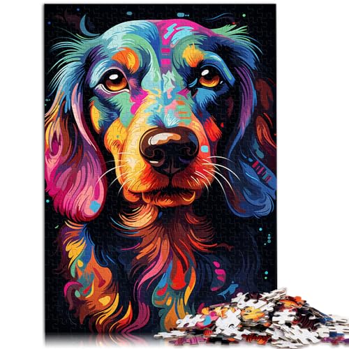 Puzzle-Geschenk, Malerei, bunter Dackel, Puzzle 1000 Teile, Holzpuzzle für Erwachsene, Spaß bei Aktivitäten zu Hause, Geburtstagsgeschenk, Reisegeschenke, 1000 Teile (50 x 75 cm)